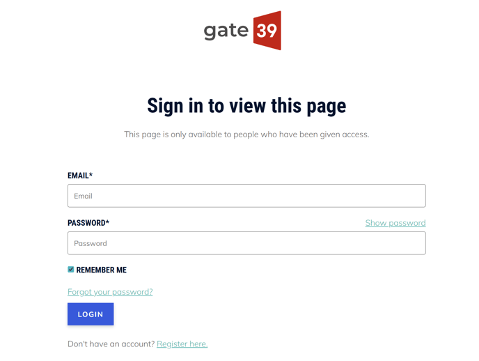 G39 Customer Portal